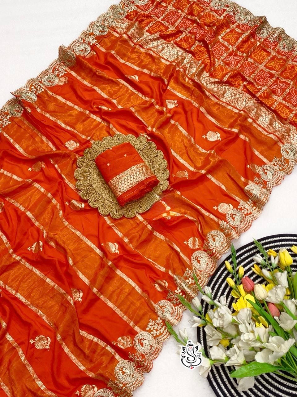Premium Dola Viscose Bandhej Saree