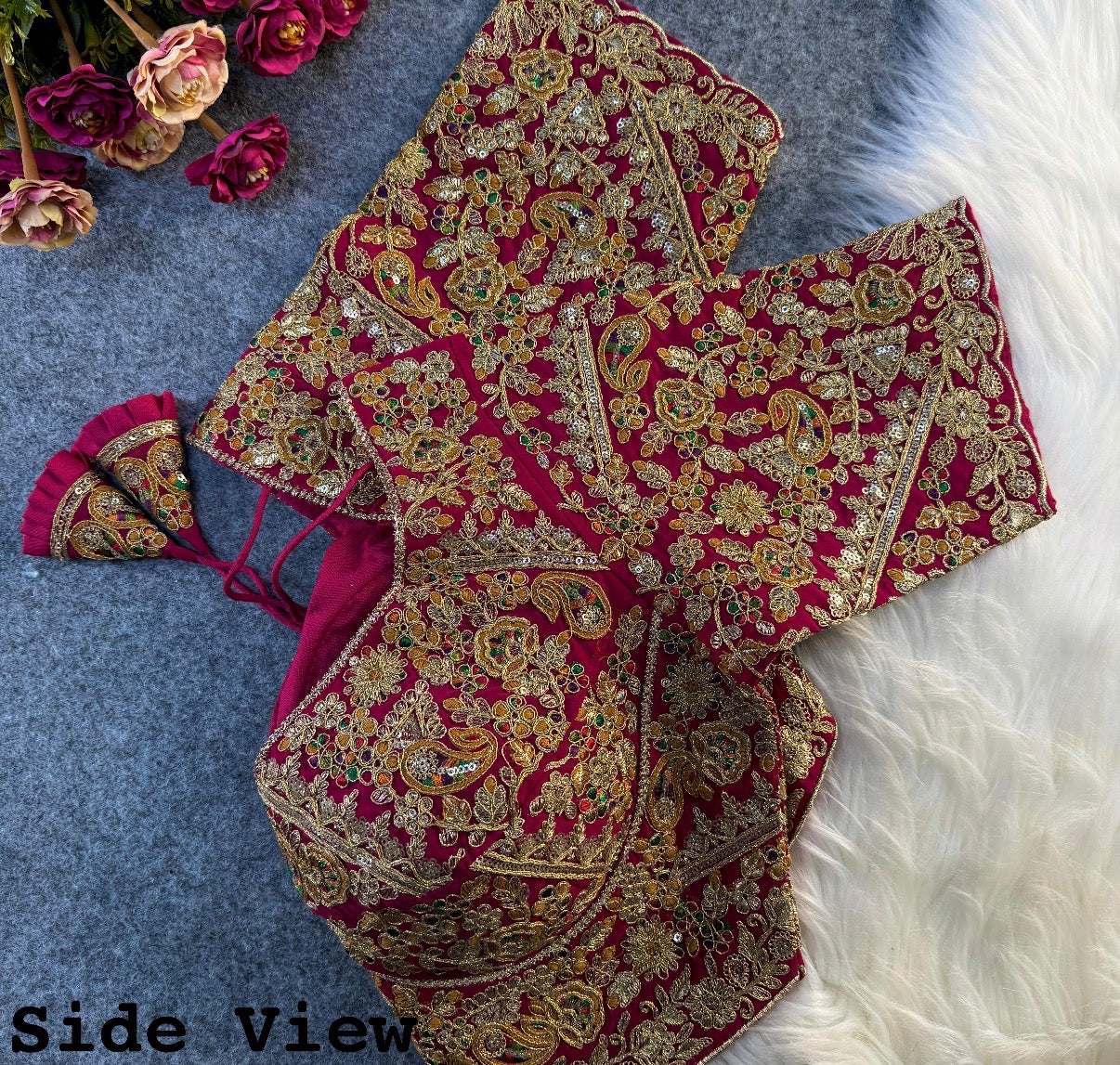 Designer Bridal Blouse with Heavy Embroidery & Latkans – Available in 6 Colors