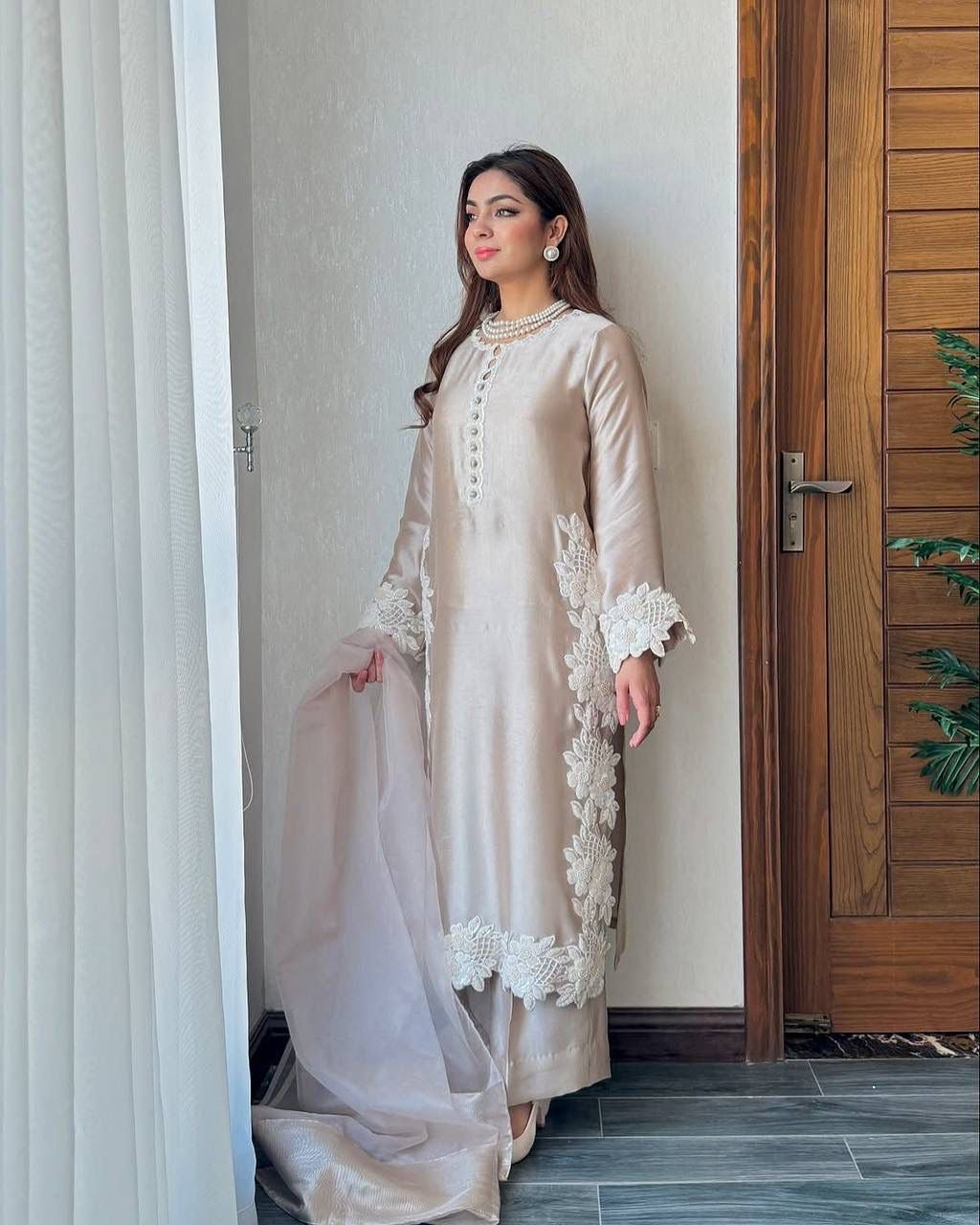 Nooréva Pearl Silk Palazzo Suit Set