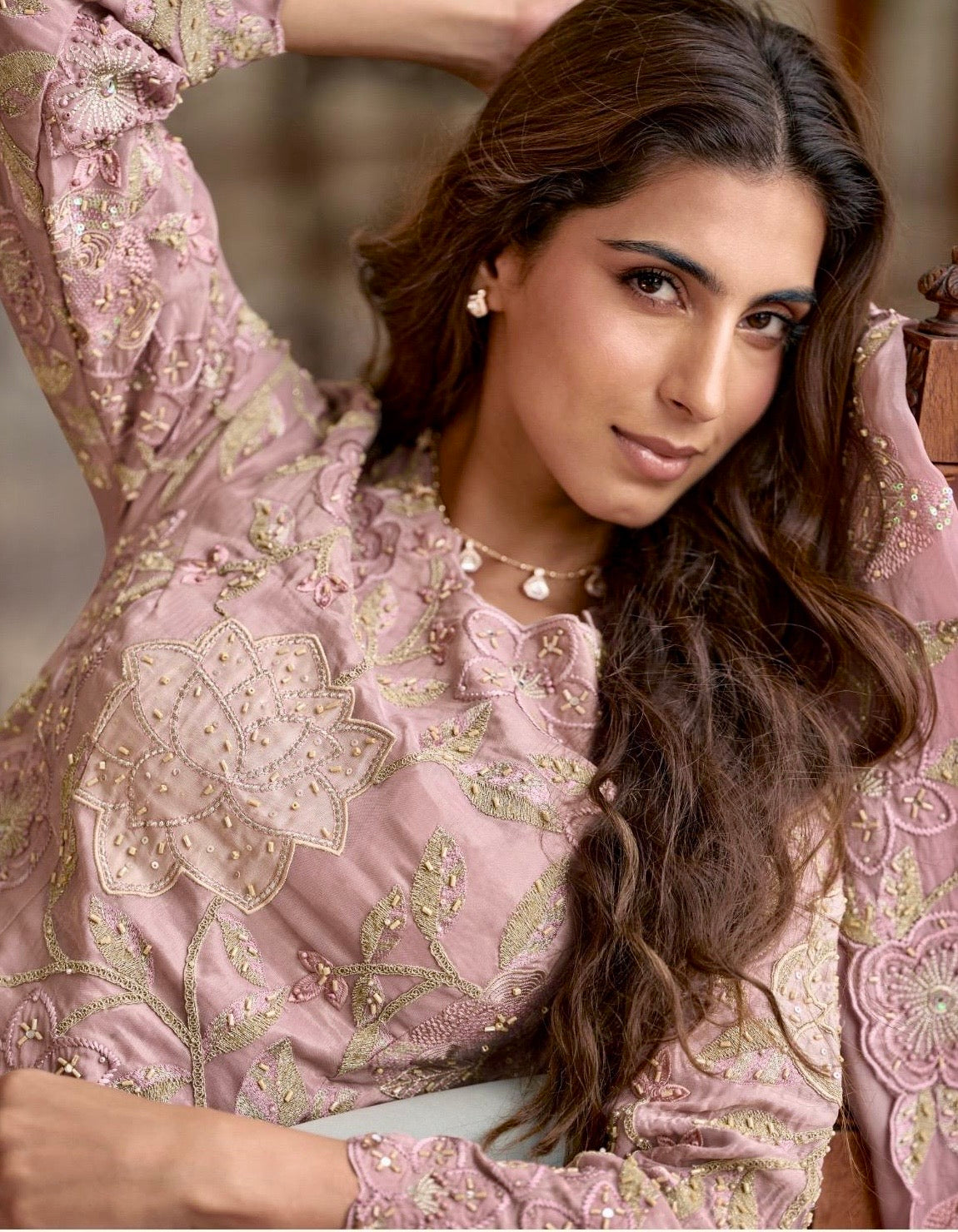 New Launch Pakistani Style Simar Silk 3-Piece Suit Set | Heavy Beads & Handwork