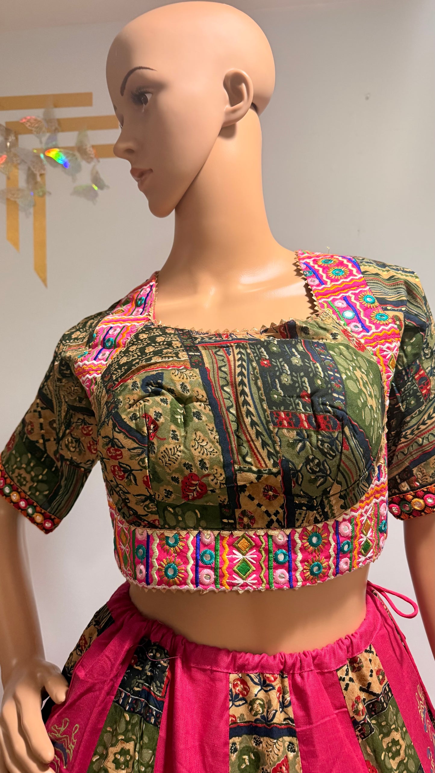 Pure Camric Cotton Lehenga Choli with Mal Cotton Handblock Dupatta – 8 Mtr Flare