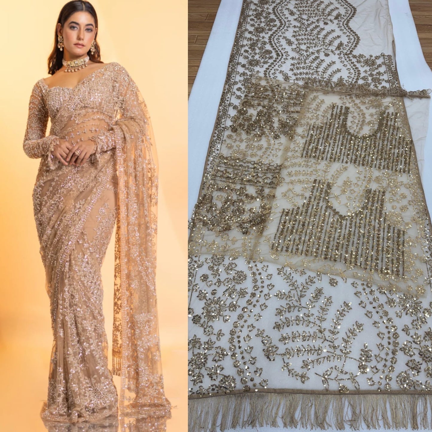 Heavy Sequins Party Wear Saree