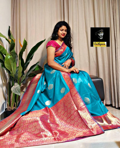 Premium Kanjivaram Soft Silk Saree with Copper Zari Weave