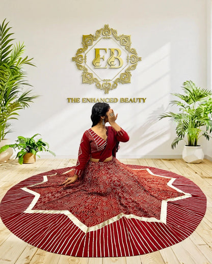 Pure Kutchhi Print Chaniya Choli with Heavy Gotta Border