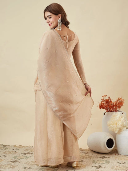 Saugat Crunchy Silk Sharara Set with Heavy Embroidery Dupatta