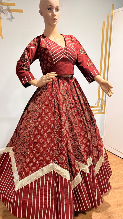 Pure Kutchhi Print Chaniya Choli with Heavy Gotta Border