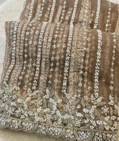 Premium Net Saree with Heavy Pearl & Sequin Embroidery