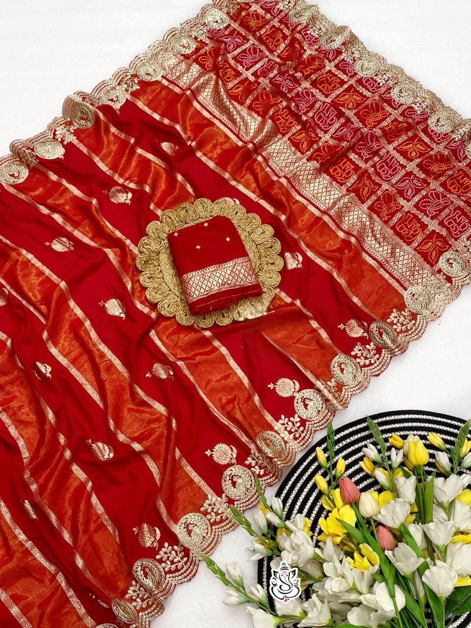 Premium Dola Viscose Bandhej Saree