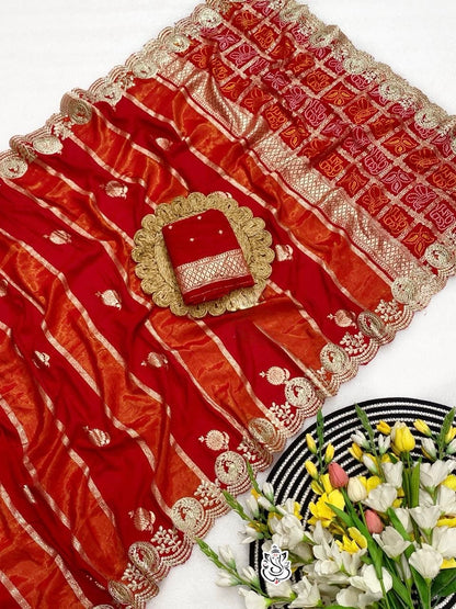 Premium Dola Viscose Bandhej Saree