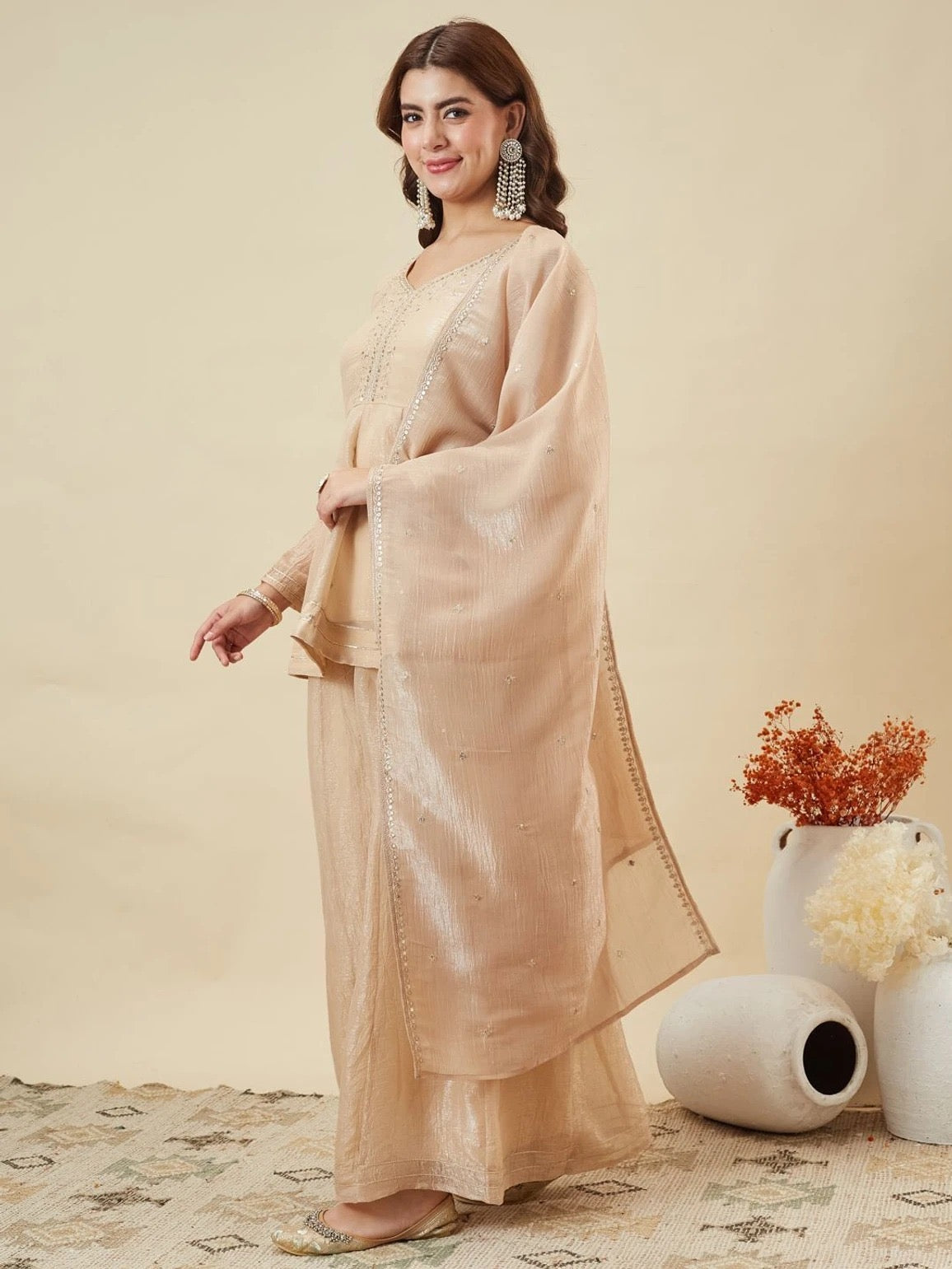 Saugat Crunchy Silk Sharara Set with Heavy Embroidery Dupatta