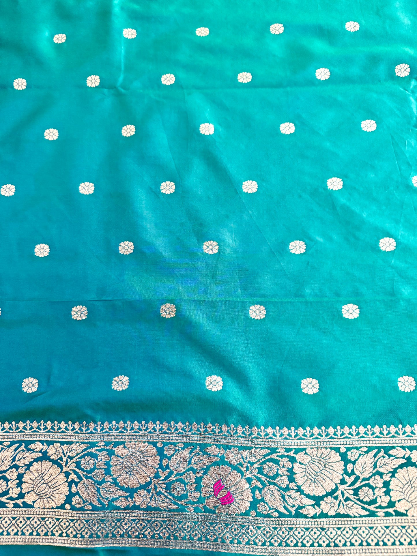 Dual Tone Rama Green Banarasi Saree (Fast Delivery in USA: 2–3 Business Days)