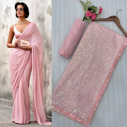 Luxury Bollywood Sequins Saree for Women