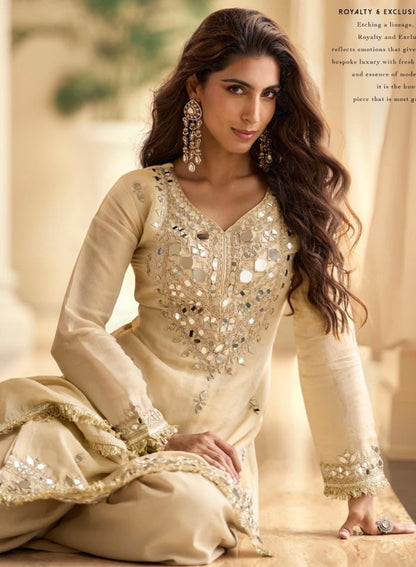 Mirror Work Simar Silk Suit Set with Embroidered Dupatta