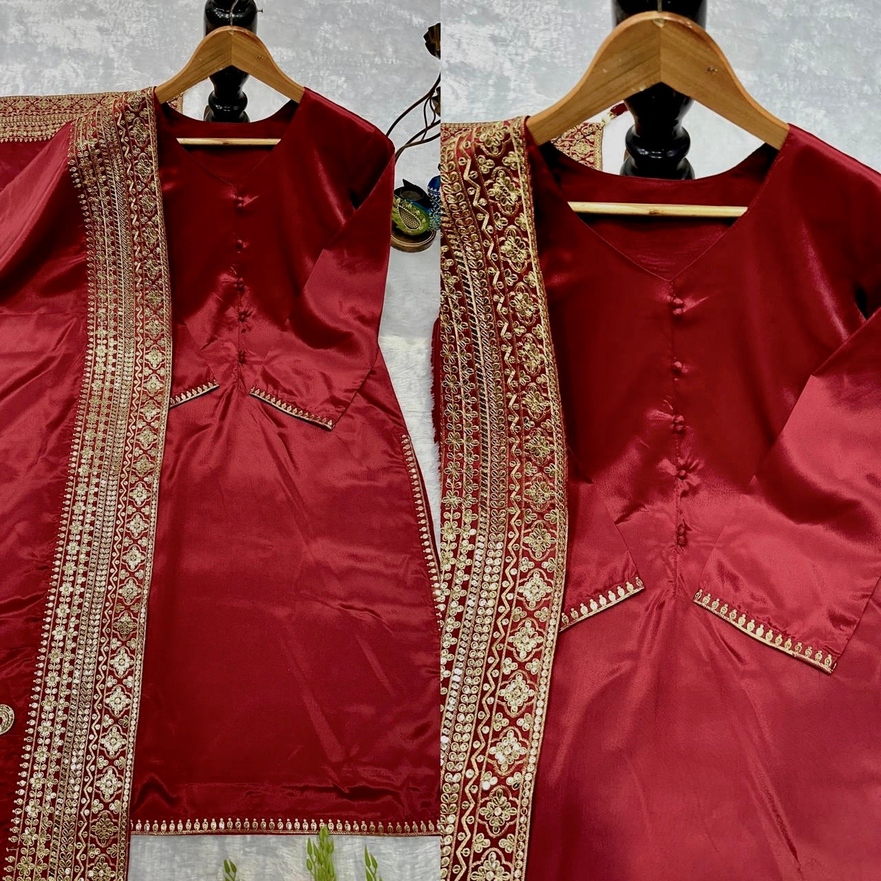 Nooré Royale – Premium Embroidered Silk Suit Set