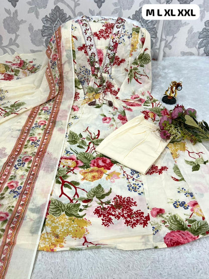 Floral Kurti Pant Dupatta Set