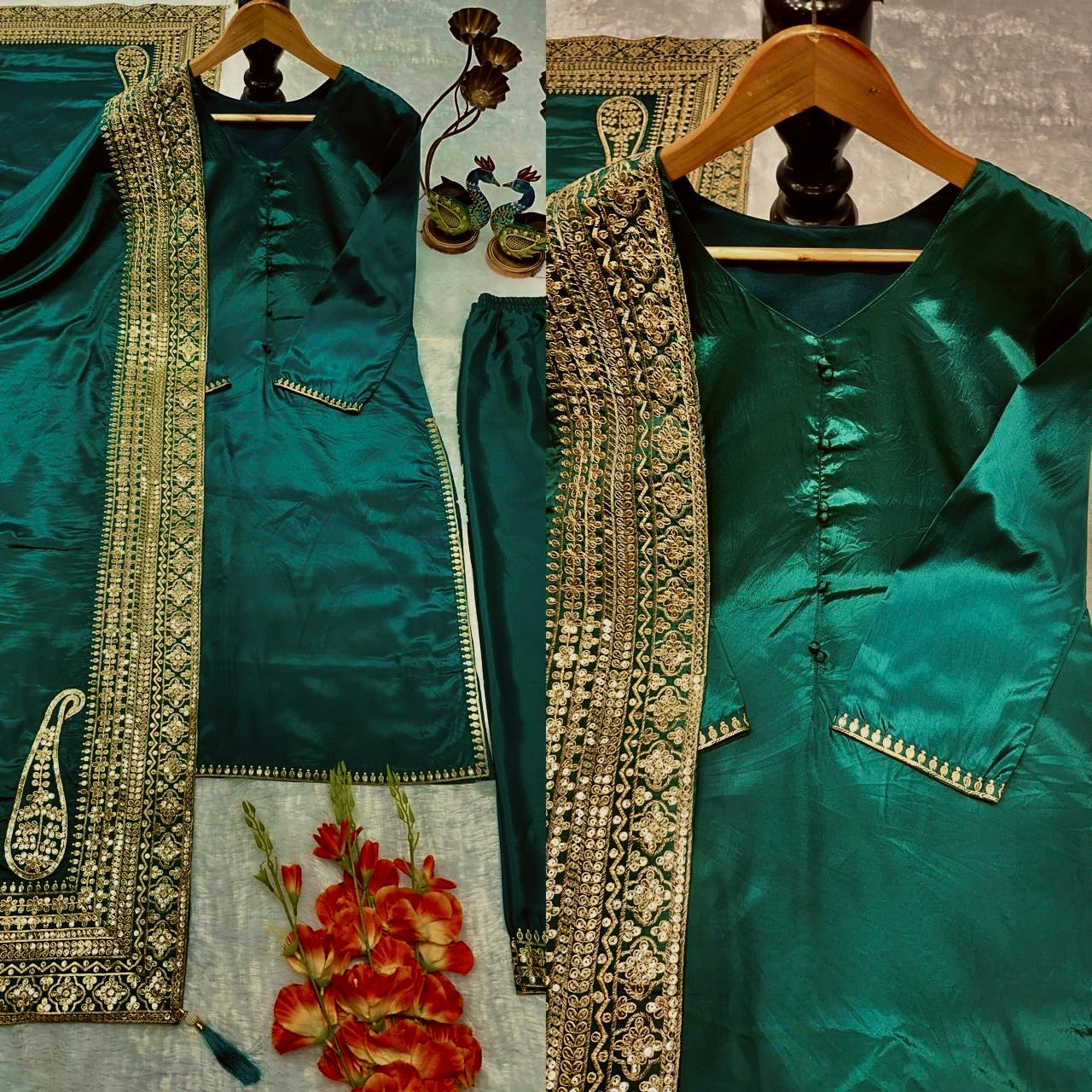 Nooré Royale – Premium Embroidered Silk Suit Set