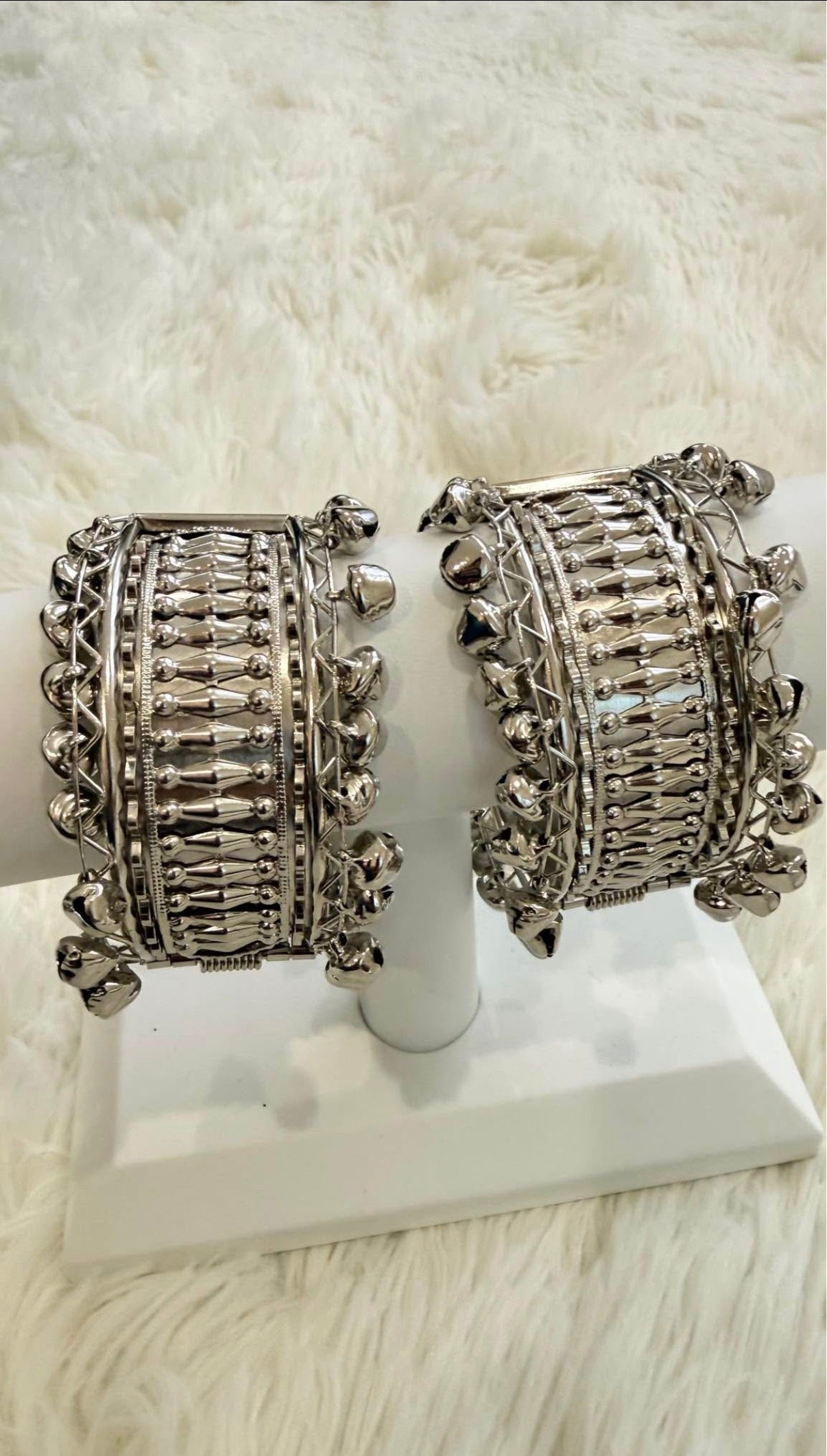 Elegant Oxidized Triple Layer Long Necklace Set  With Bangles