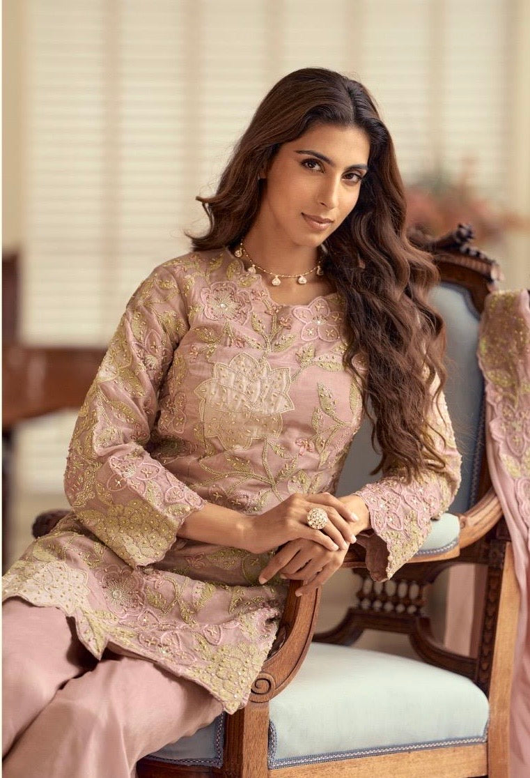 New Launch Pakistani Style Simar Silk 3-Piece Suit Set | Heavy Beads & Handwork