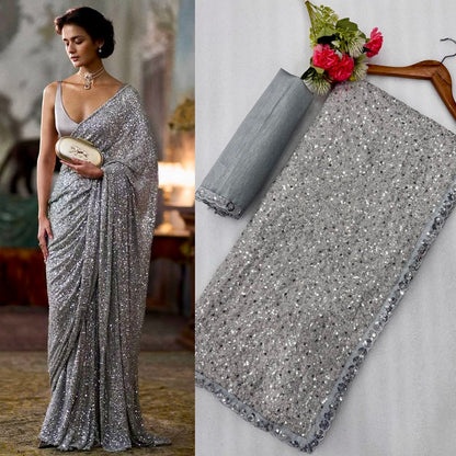 Luxury Bollywood Sequins Saree for Women