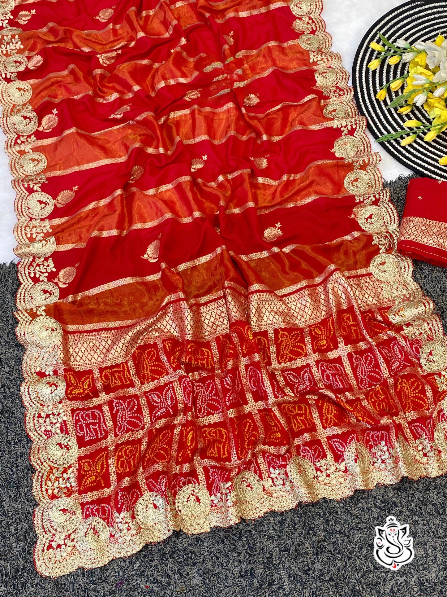 Premium Dola Viscose Bandhej Saree