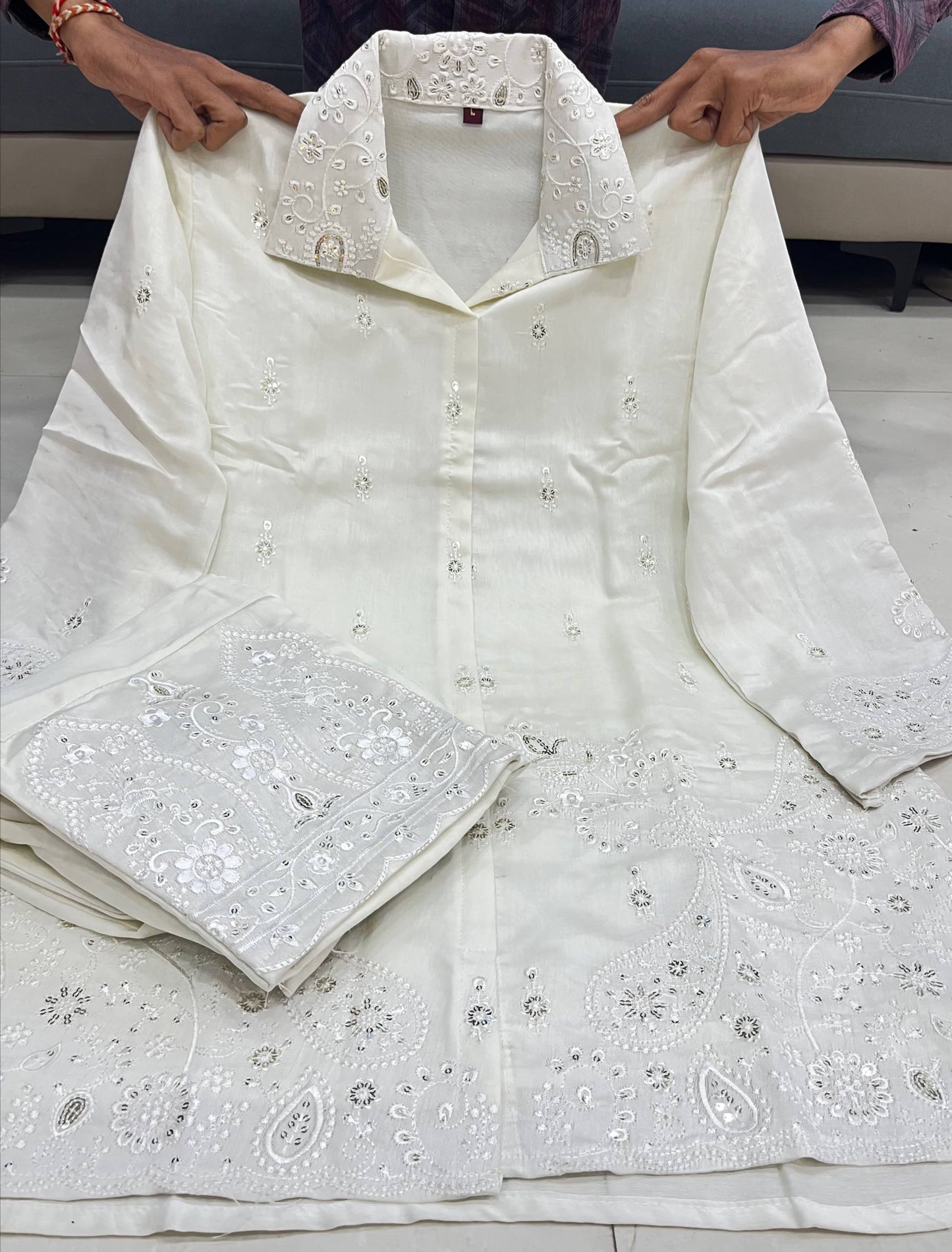 Party Wear Chanderi Silk Embroidered Co-Ord Set