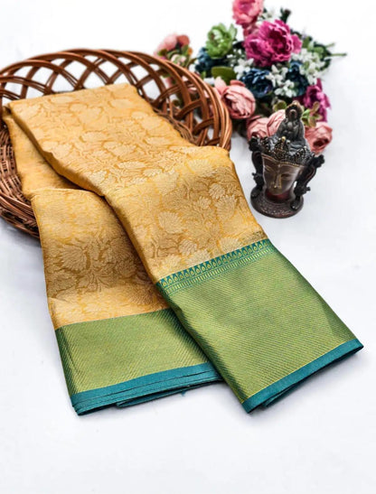 Golden Grace Royal Heritage Soft Tissue Silk Saree with Rich Pallu & Jacquard Work