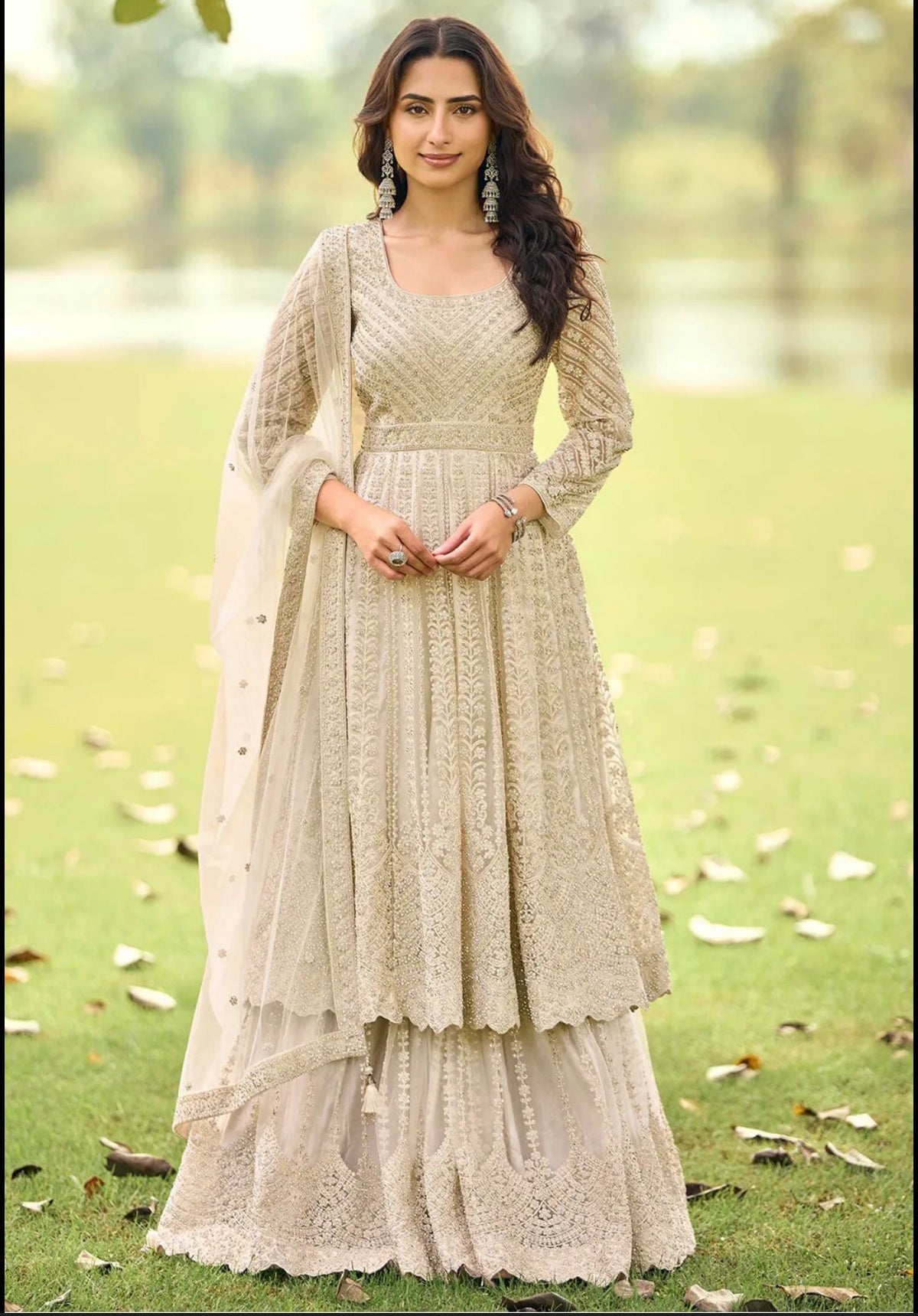 Designer Salwar Kameez | Premium Net Beads Embroidery