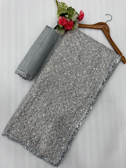 Luxury Bollywood Sequins Saree for Women