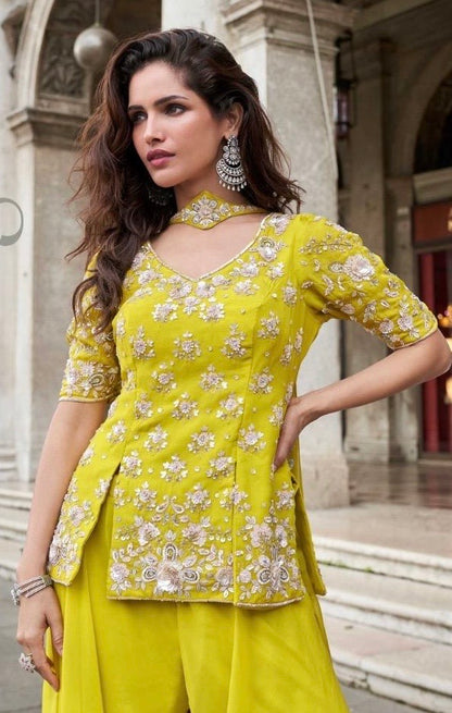 BELA Organza Silk 3-Piece Designer Plazzo Set