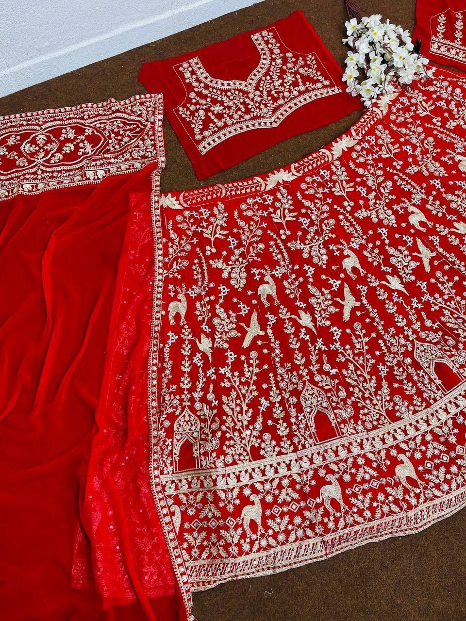 Bridal Heavy Embroidery Mirror Work Lehenga Choli Set