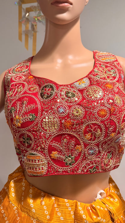 Bandhani Print Roman Silk Chaniya Choli