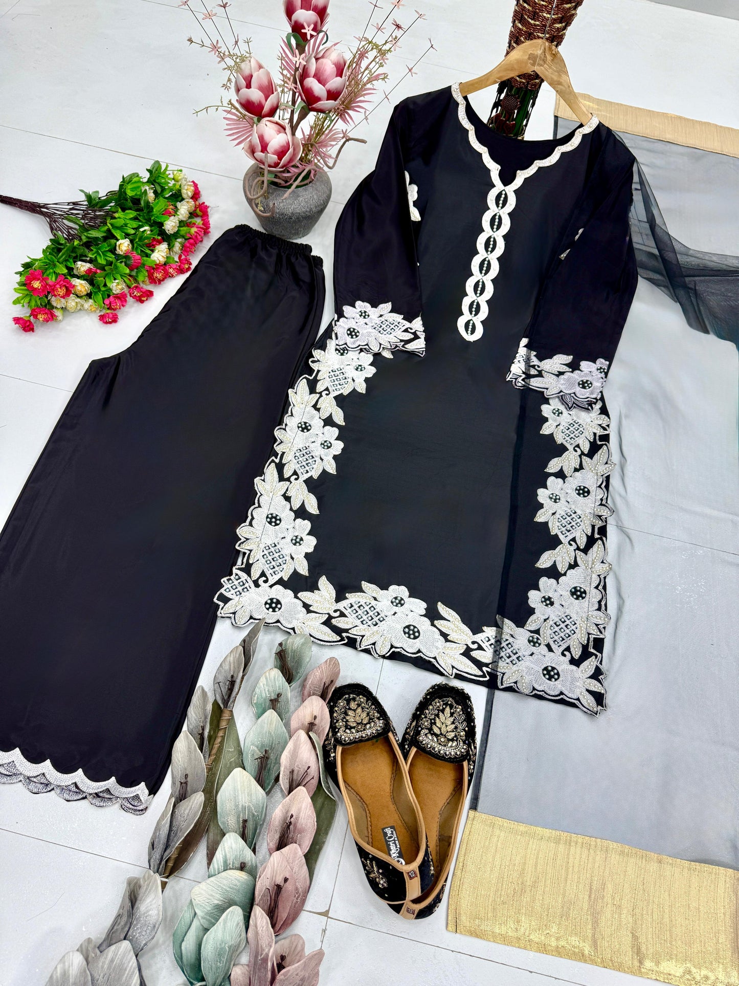 Nooréva Pearl Silk Palazzo Suit Set