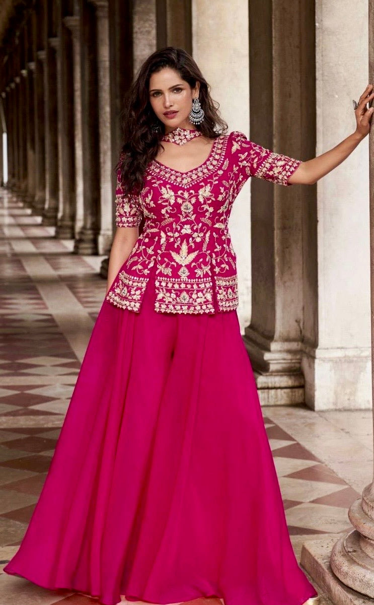 BELA Organza Silk 3-Piece Designer Plazzo Set