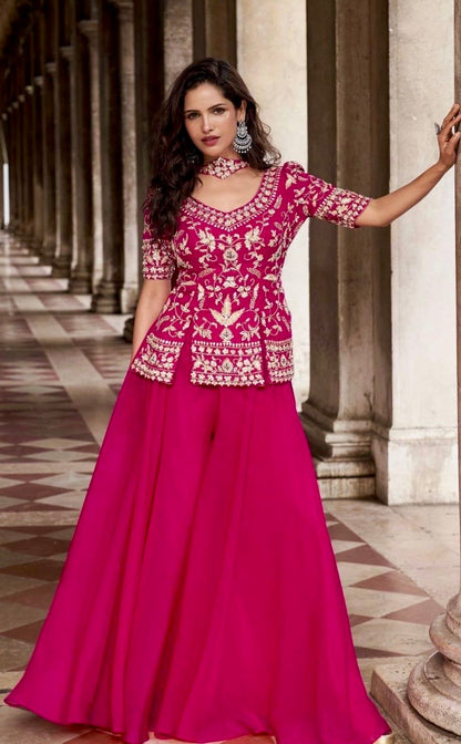 BELA Organza Silk 3-Piece Designer Plazzo Set