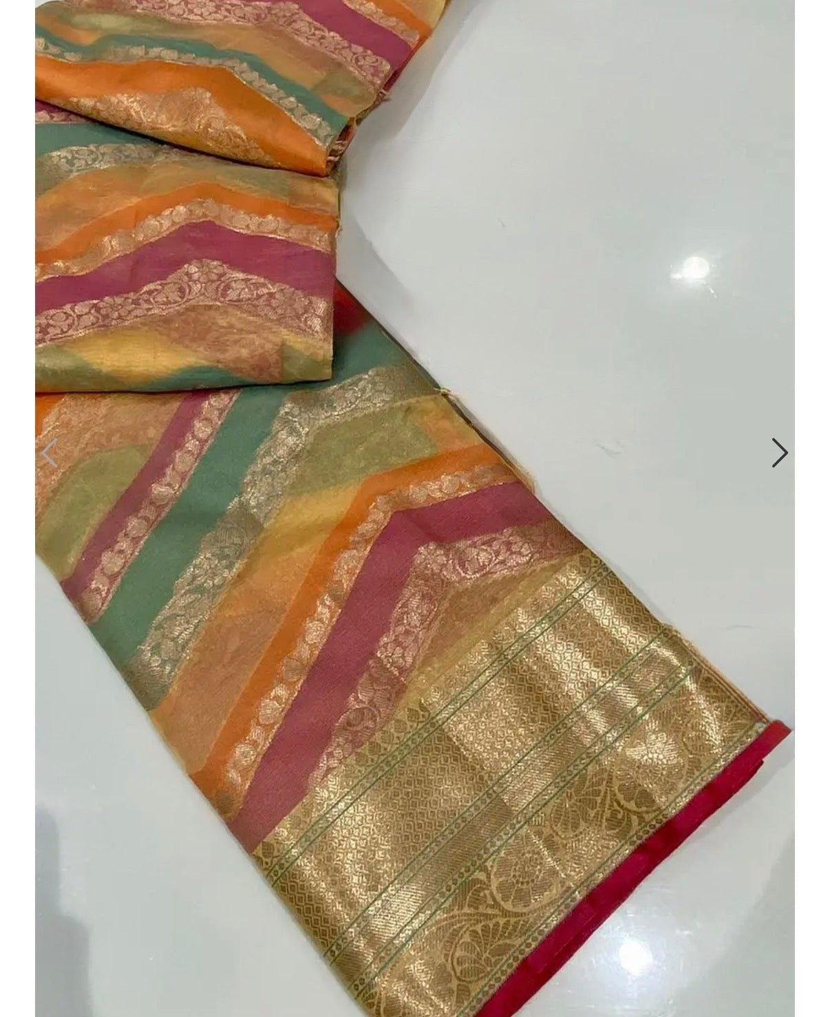 Rajwadi Leheriya Saree with Resham Zari Border