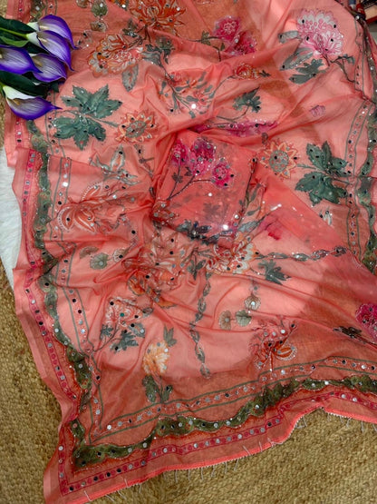 Celebrity Inspired Digital Printed Tebby Silk Saree