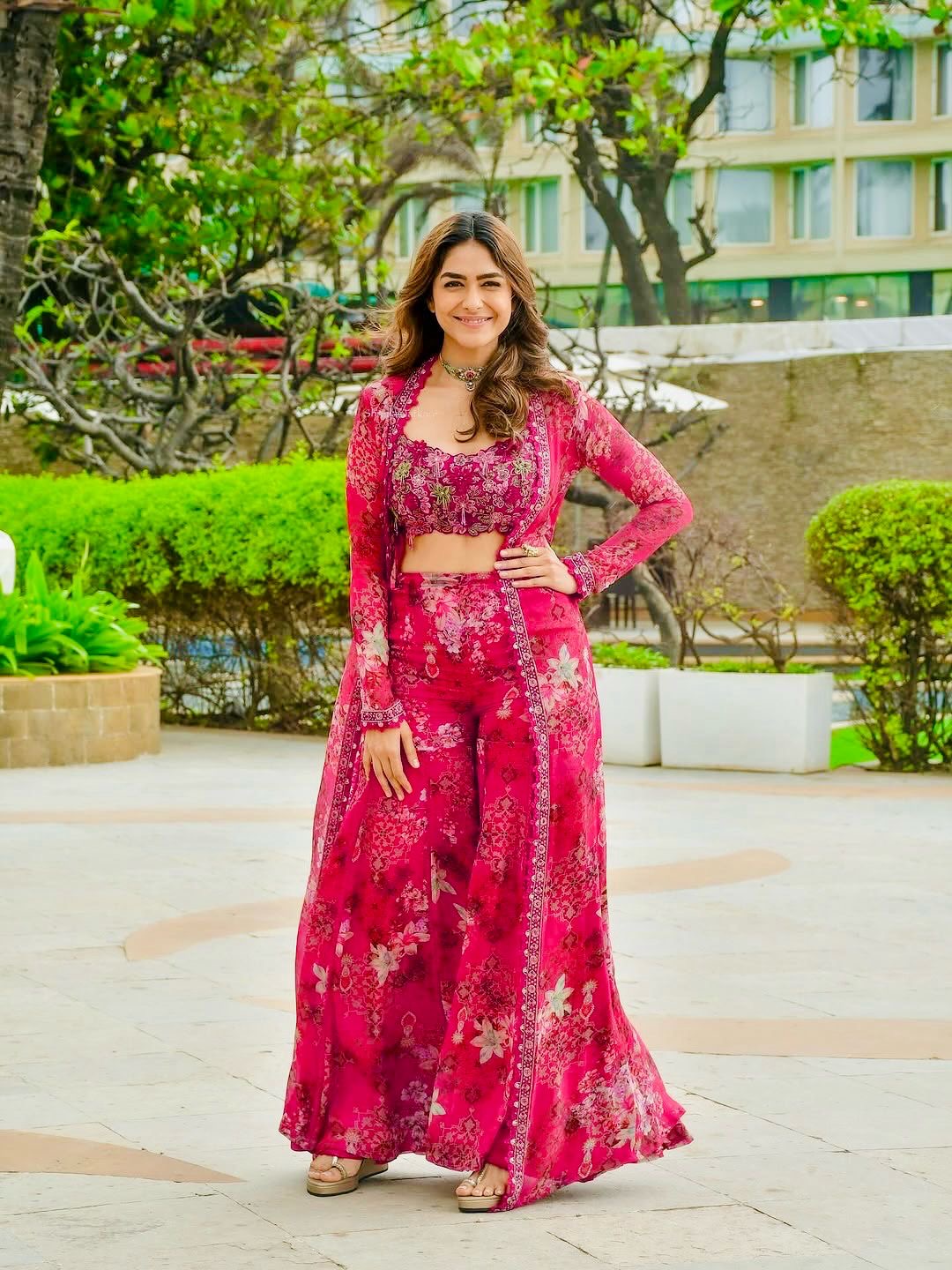 Designer Silk Sharara Set with Embroidered Shrug & Blouse