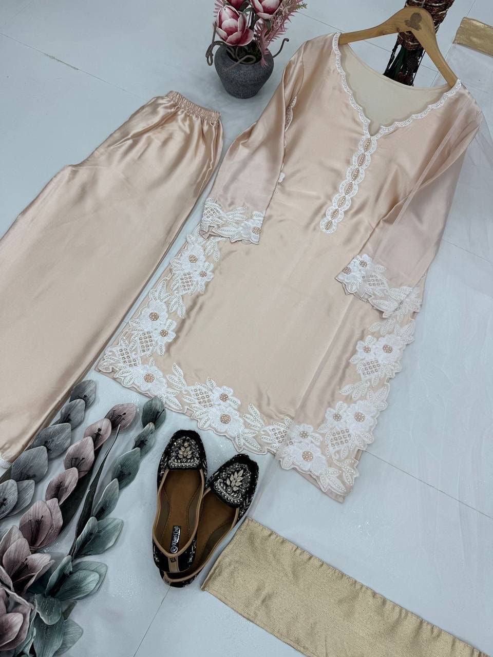 Nooréva Pearl Silk Palazzo Suit Set