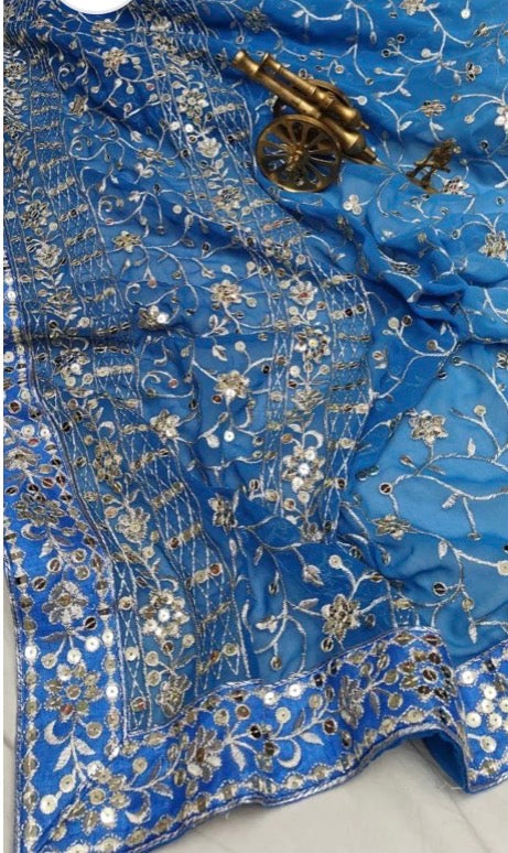 Elegant Georgette Sequence Saree with Matching Running Blouse