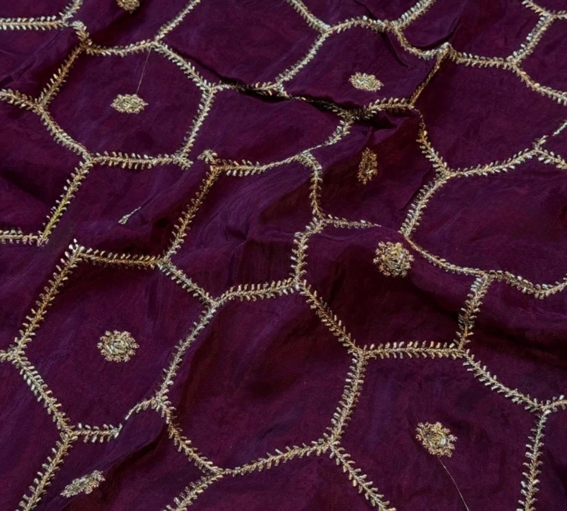 Honeycomb Handwork Soft Silk Blend Saree with Zari Border