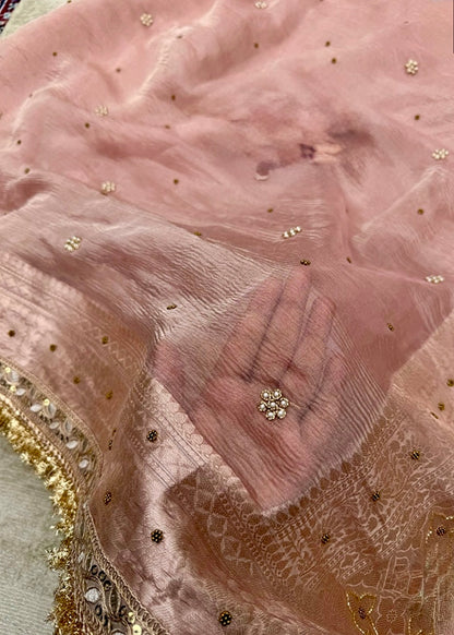 ✨ Pure Tissue Silk Designer Saree with Hand-Embroidered Floral Butis ✨