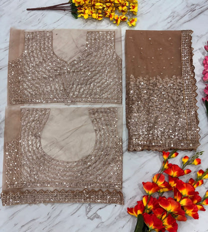 Premium Butterfly Net Embroidered Sequins Saree with Silk Inner & Designer Blouse