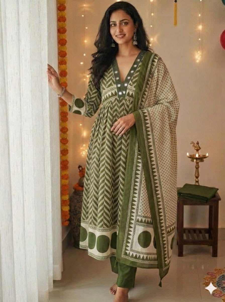 Lahariya Pattern Pure Cotton 3-Piece Suit Set