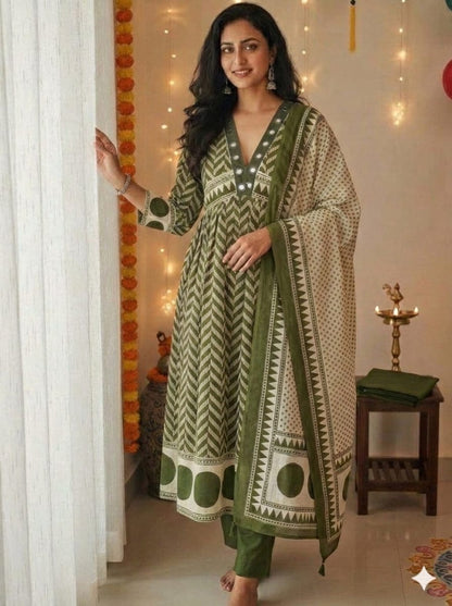 Lahariya Pattern Pure Cotton 3-Piece Suit Set