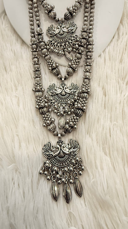 German Silver Peacock Necklace Set with 2 Bangles – Ethnic Jewelry