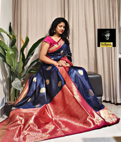 Premium Kanjivaram Soft Silk Saree with Copper Zari Weave