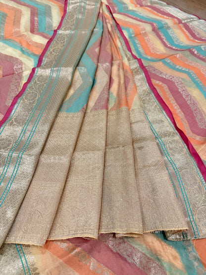 Rajwadi Leheriya Saree with Resham Zari Border
