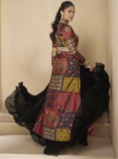 Blue Georgette Gown with Stone & Zari Work Jacket – Festive & Party Wear