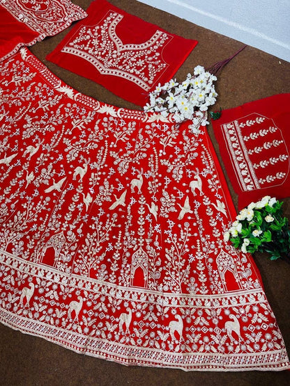Bridal Heavy Embroidery Mirror Work Lehenga Choli Set