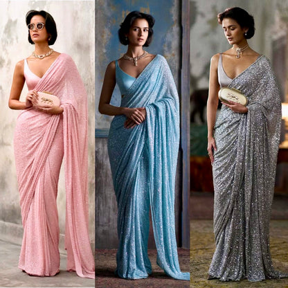 Luxury Bollywood Sequins Saree for Women